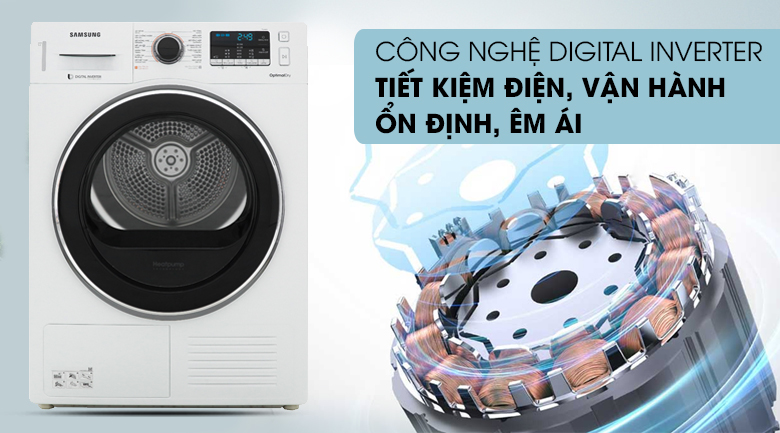 Công nghệ Inverter - Máy sấy Samsung 9 kg DV90M5200QW/SV
