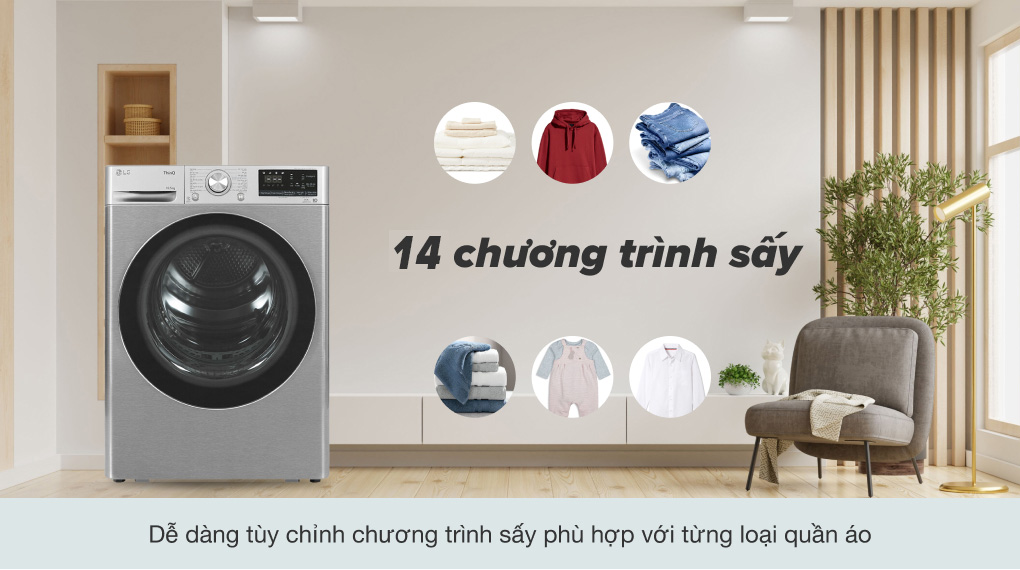 Máy sấy bơm nhiệt LG 10.5 Kg DVHP50P - Chương trình sấy