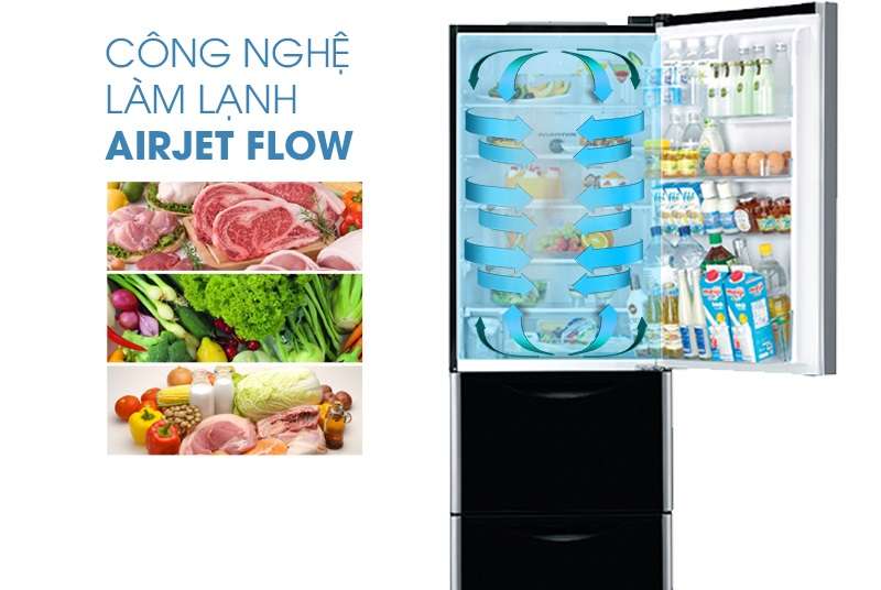 Công nghệ làm lạnh nhanh AIRJET FLOW - Tủ lạnh Hitachi inverter 375 lít R-SG38FPG