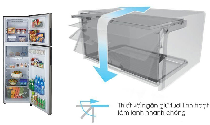 Tủ lạnh Sharp Inverter 253 lít SJ-X281E-SL - Ngăn giữ tươi linh hoạt