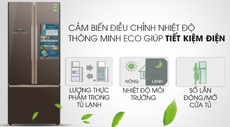 Cảm biến Eco tự động điều chỉnh nhiệt độ - Tủ lạnh Hitachi Inverter 429 lít R-WB545PGV2 GBW
