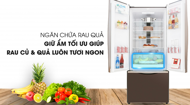 Ngăn rau củ quá hiện đại - Tủ lạnh Hitachi Inverter 429 lít R-WB545PGV2 GBW