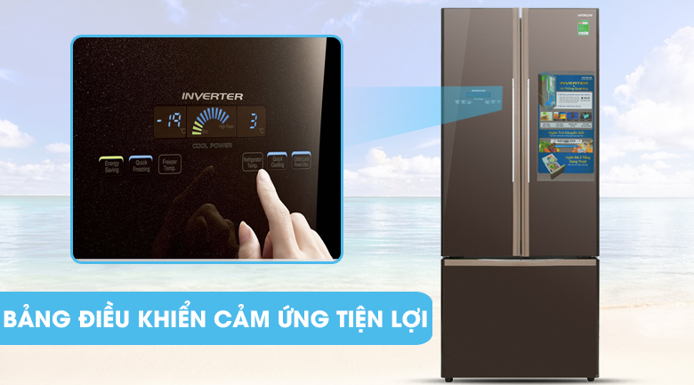 Bảng điều khiển cảm ứng bên ngoài - Tủ lạnh Hitachi Inverter 429 lít R-WB545PGV2 GBW