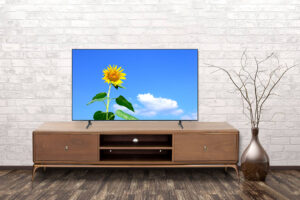 Empty interior of room with vase over brick wall background 3d rendering