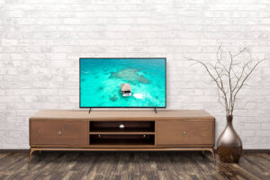 Empty interior of room with vase over brick wall background 3d rendering