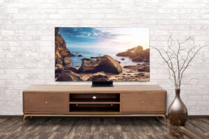 Empty interior of room with vase over brick wall background 3d rendering